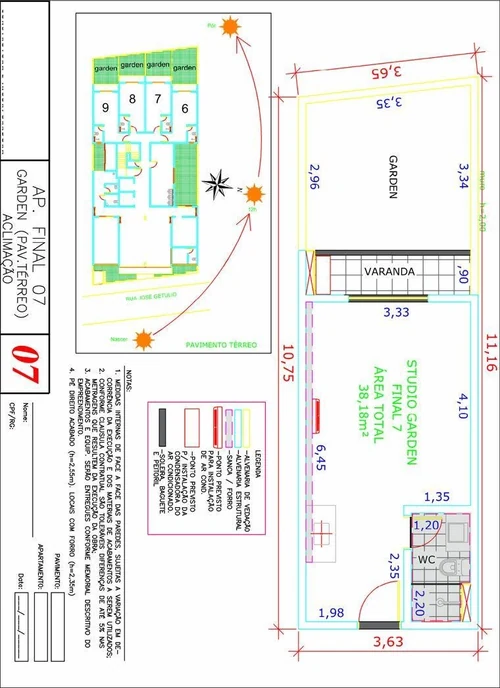 Planta Térreo com quintal · 38,18 m²
