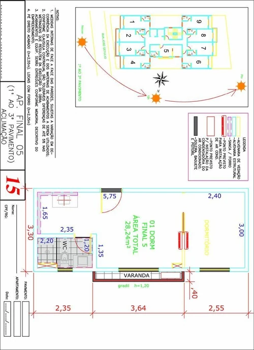 Planta 1 Dormitório · 28,24 m²